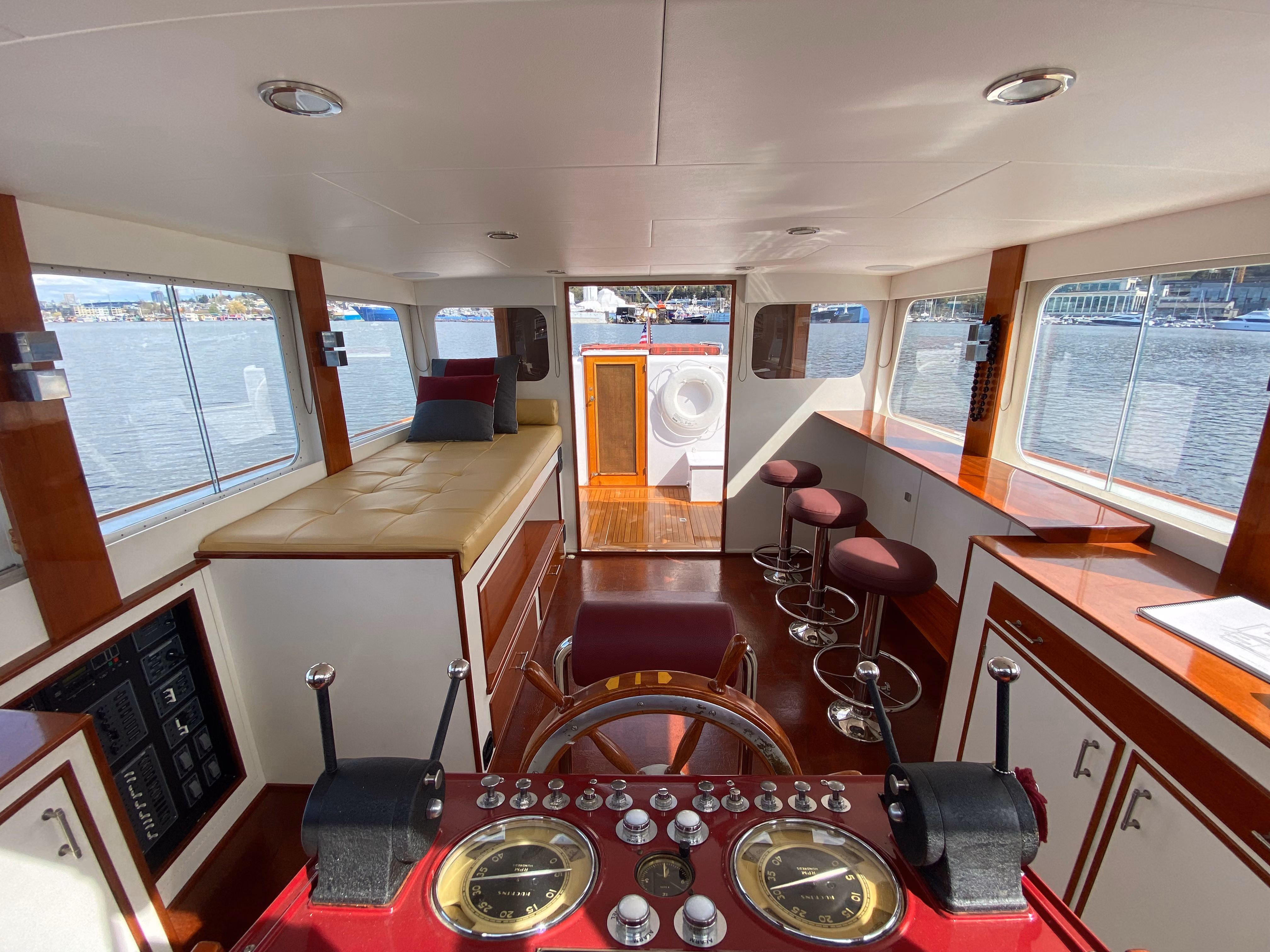 Huckins Fairform Flyer classic wooden yacht exterior Seattle
