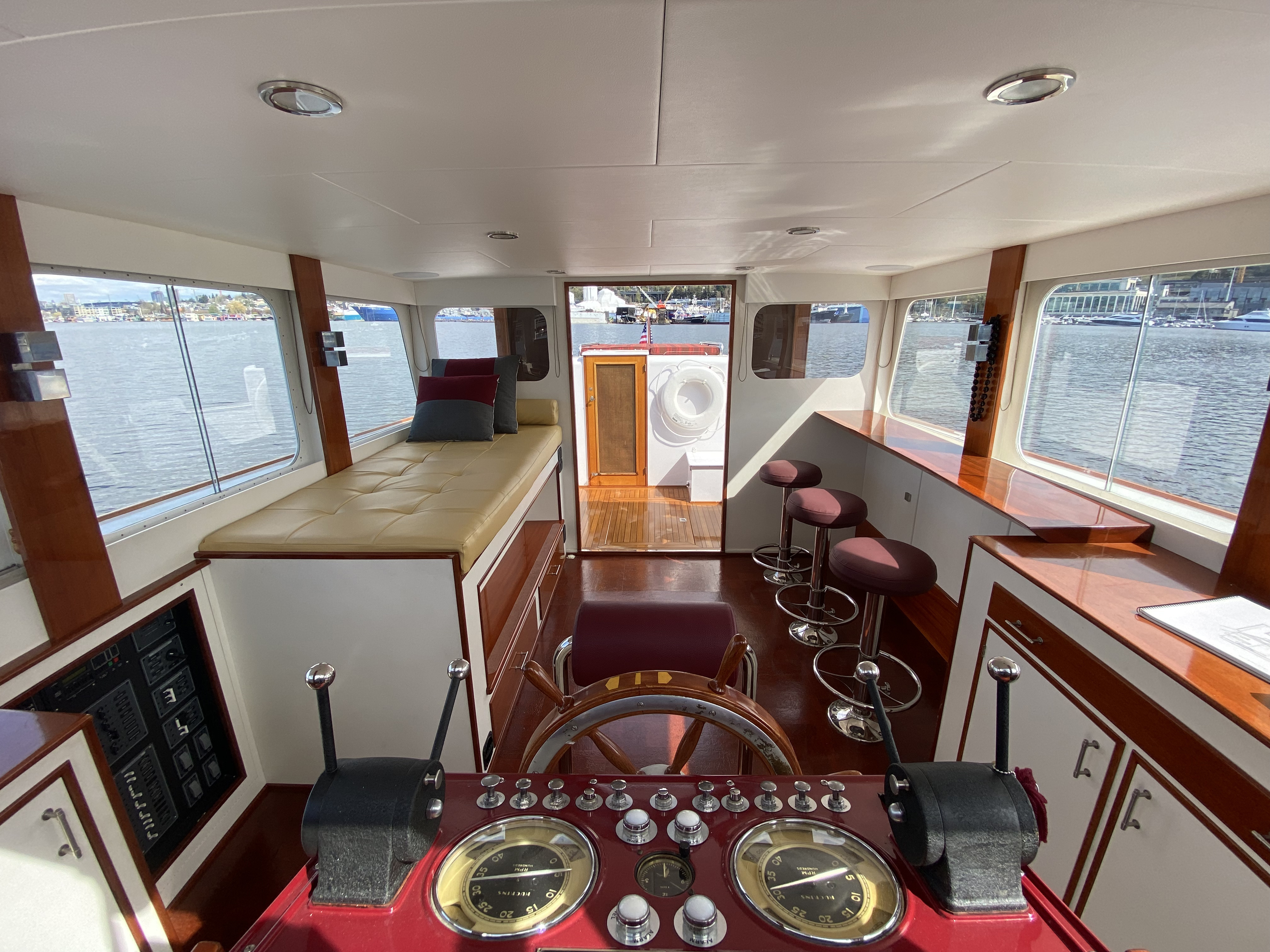 Huckins Fairform Flyer classic wooden yacht exterior Seattle